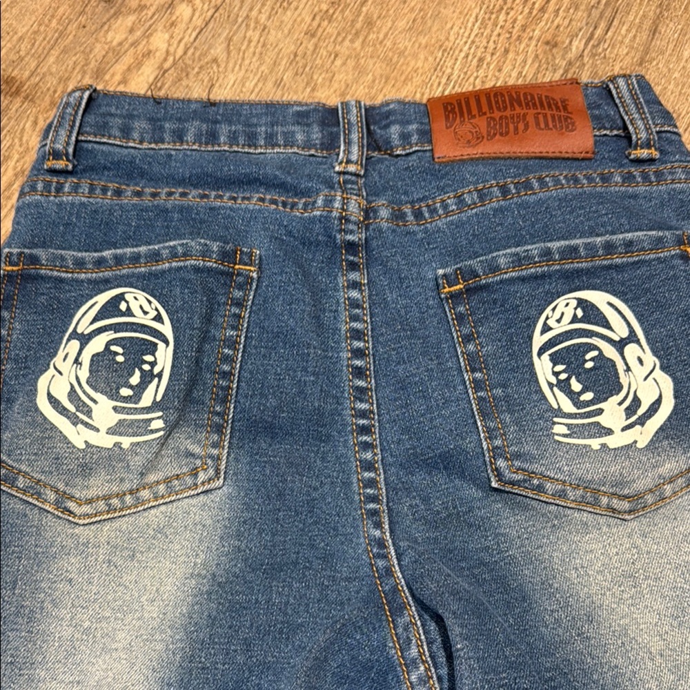 Boys Billionaire Boys Club Blue Jeans with Graphic Patches - Picture 3 of 5